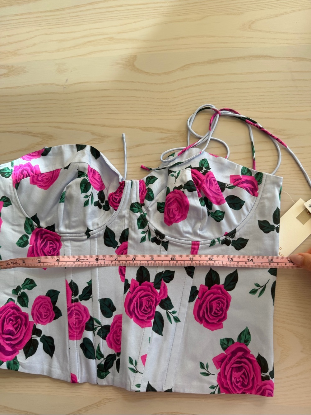 Good American Floral Bustier Top in Pink and Green - Picture 5 of 7
